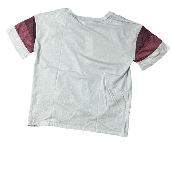 Pink Rose Juniors' Striped-Sleeve Grey Twist-Front T-Shirt - Size Large - NWT - Picture 7 of 7